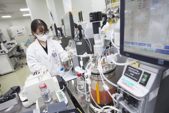 SK바이오사이언스 연구원들이 연구개발을 진행하는 모습. SK바이오사이언스 제공.